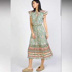 Current Air Border Print Midi Dress - Size XS
